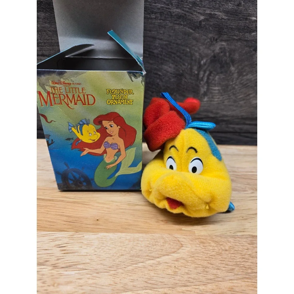 Disney The Little Mermaid Flounder Plush Ornament Vintage Christmas with Box